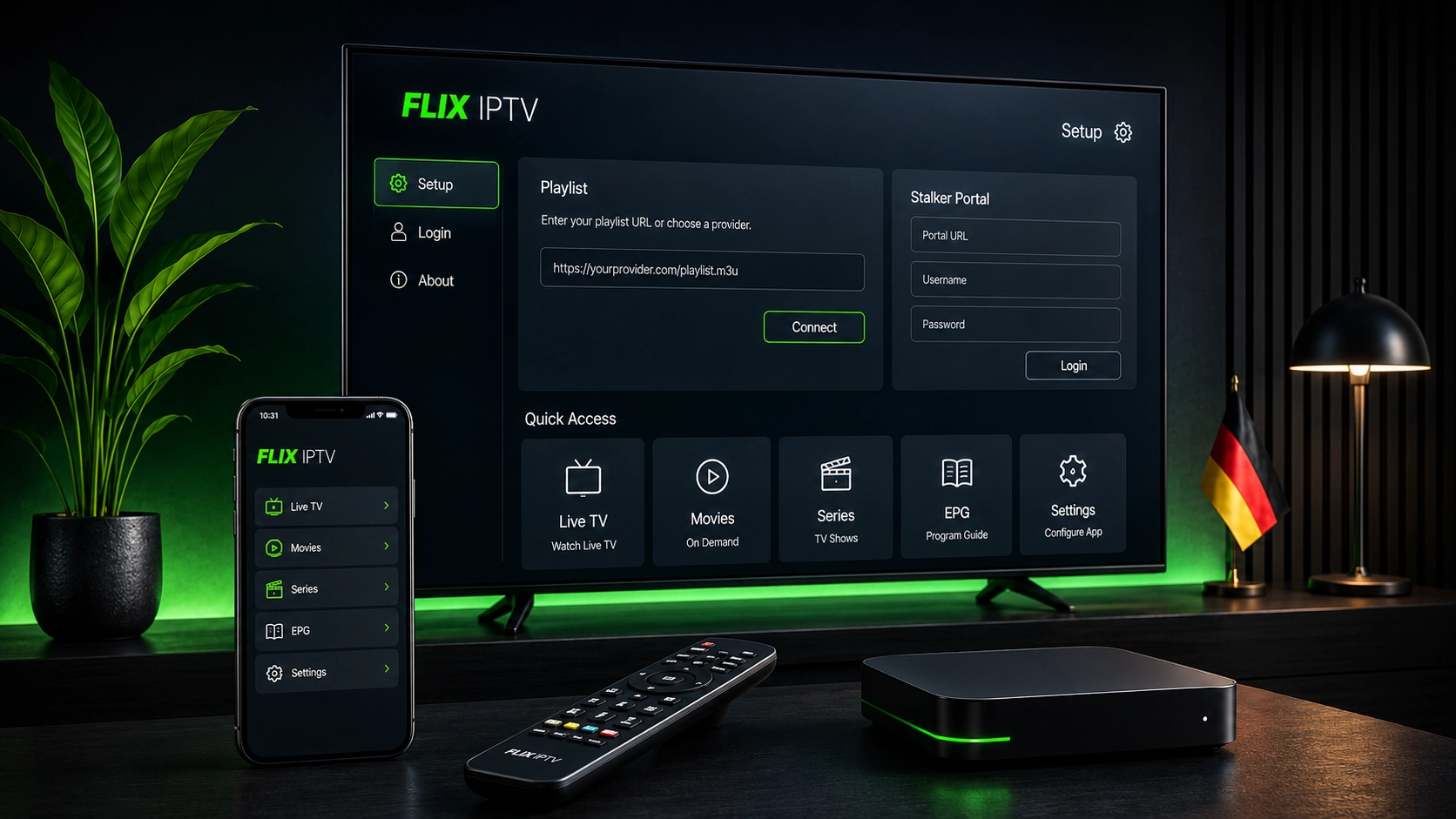 Flix IPTV Playlist und M3U Zugangsdaten auf dem Smart TV einrichten